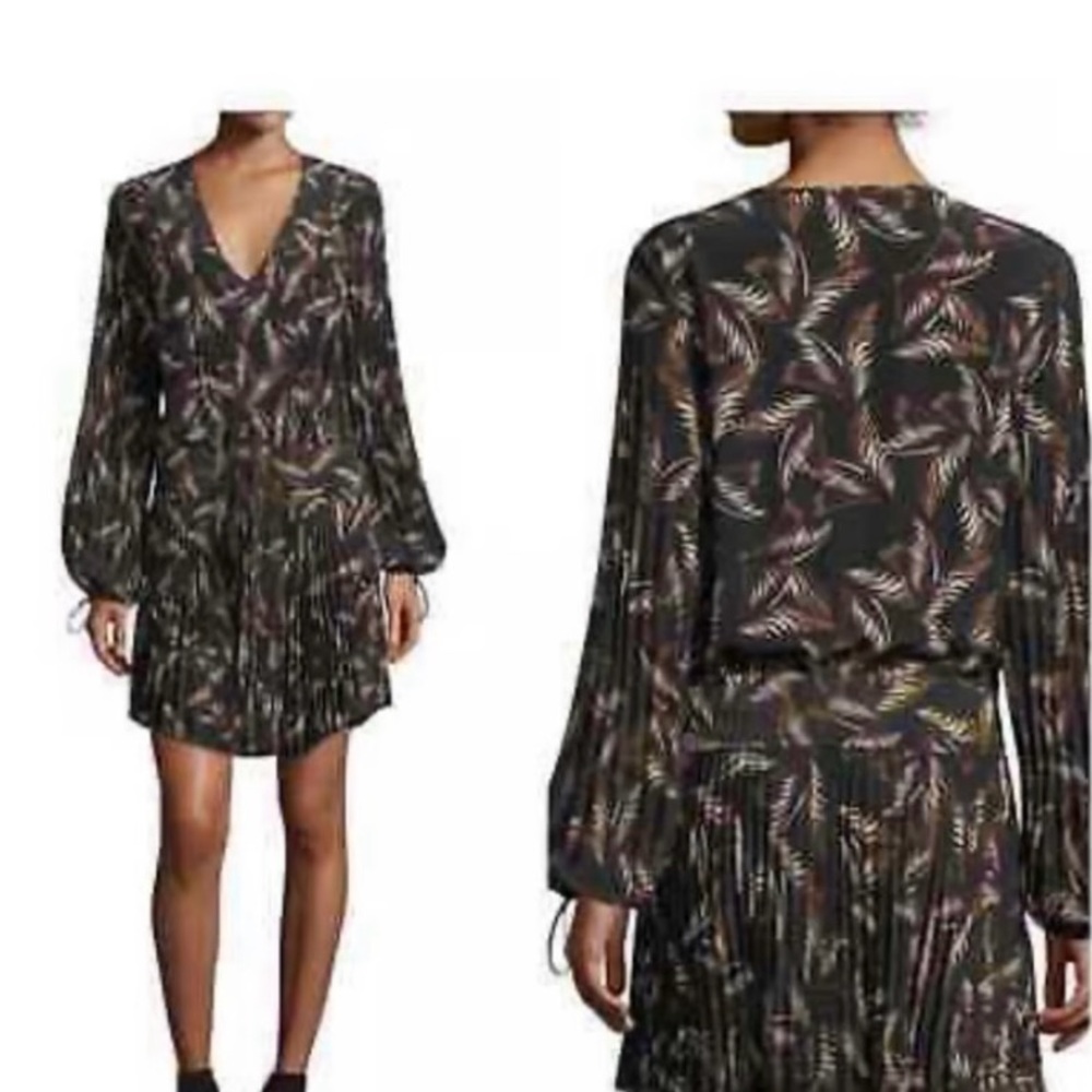 A.L.C Elegant Black and Brown Patterned Dress